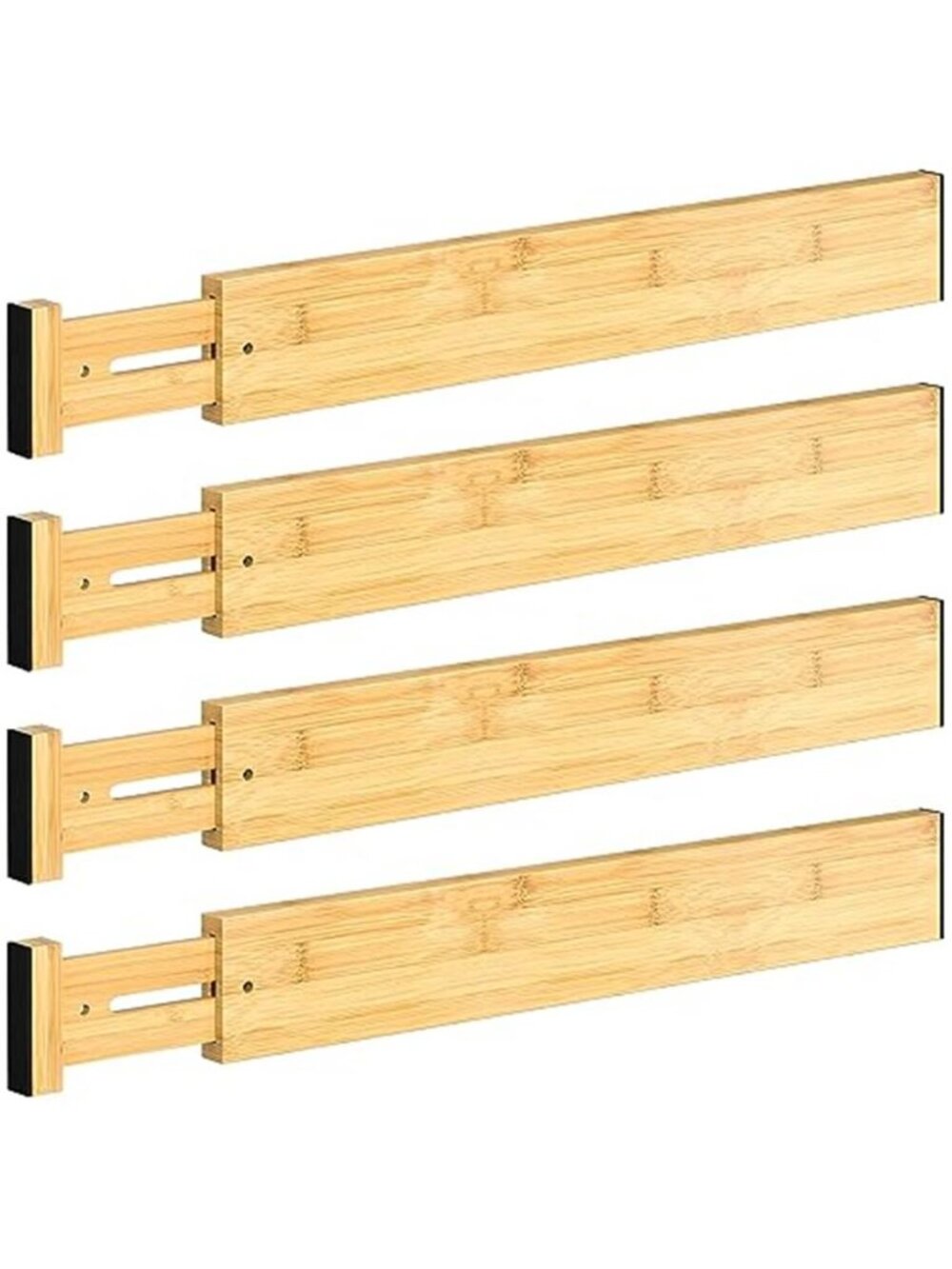 Bamboo Drawer Dividers 4 Pack Adjustable Expandable Organizer Kitchen Dresser